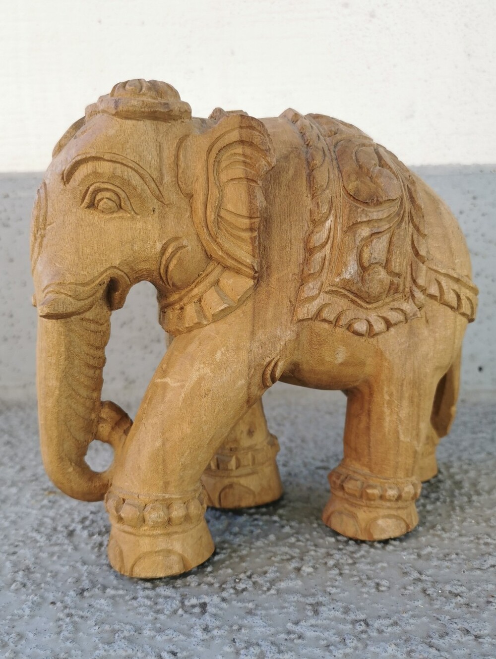 Vintage Hand Carved Wooden Elephant